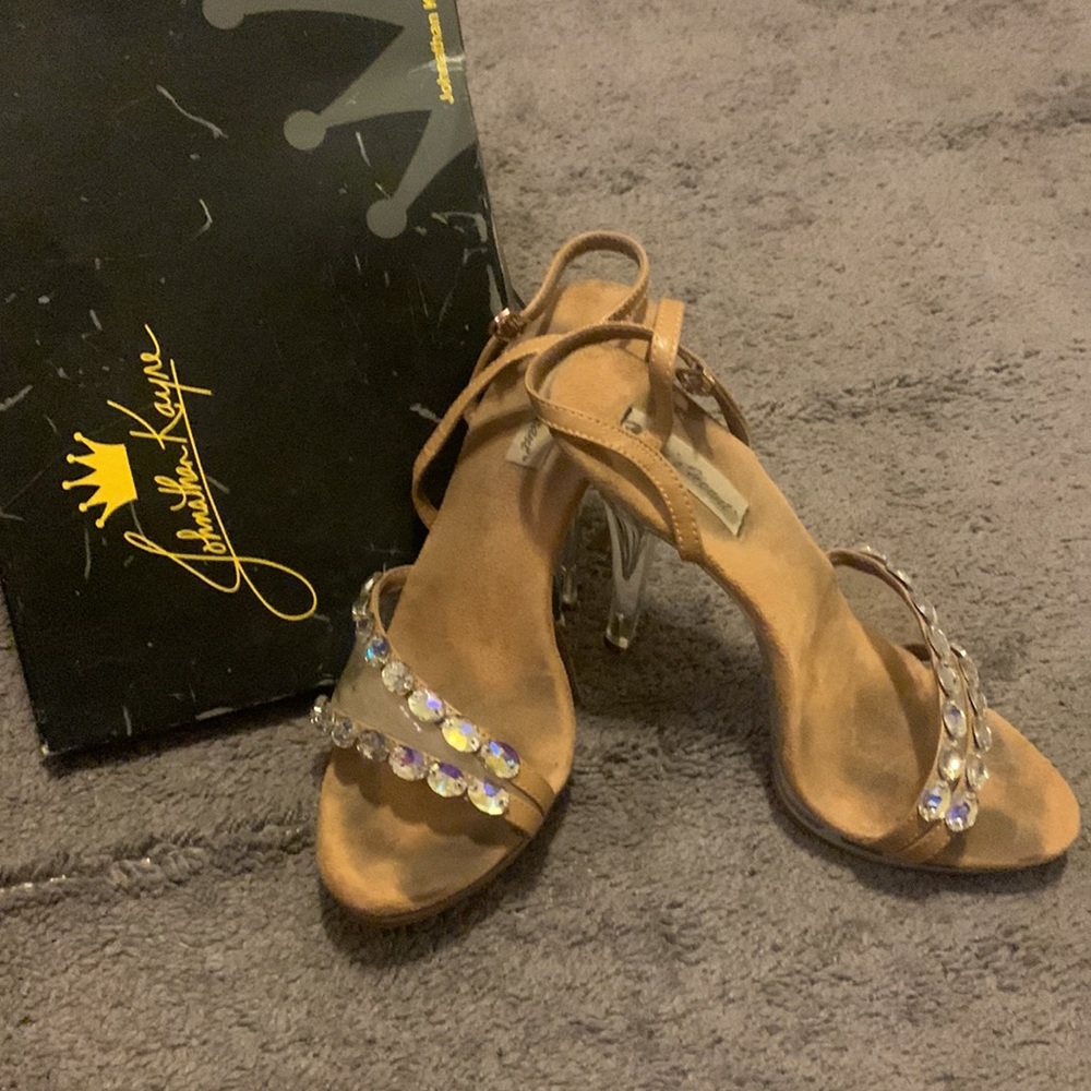 Jonathan Kane pageant heels. Size 7.5 glass clear 5”heels ….worn on stage only